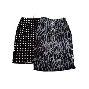 Halston Heritage Vulcan Feathers Tiered Hem Skirt/WHBM geometric pencil skirt 2